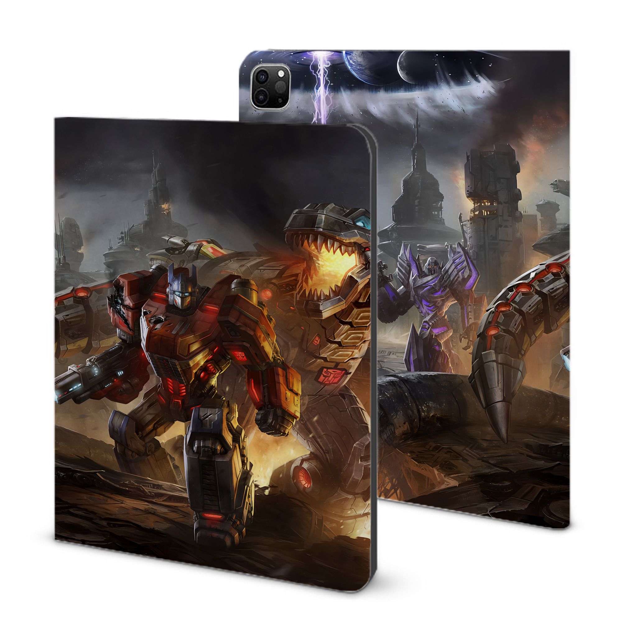 （画像用） Transformers トランスフォーマー IPad ケース ブック型 PUレザー TPU 耐衝撃 軽量 薄型 ペン収納なし 全面保護 IPad 各モデル対応
